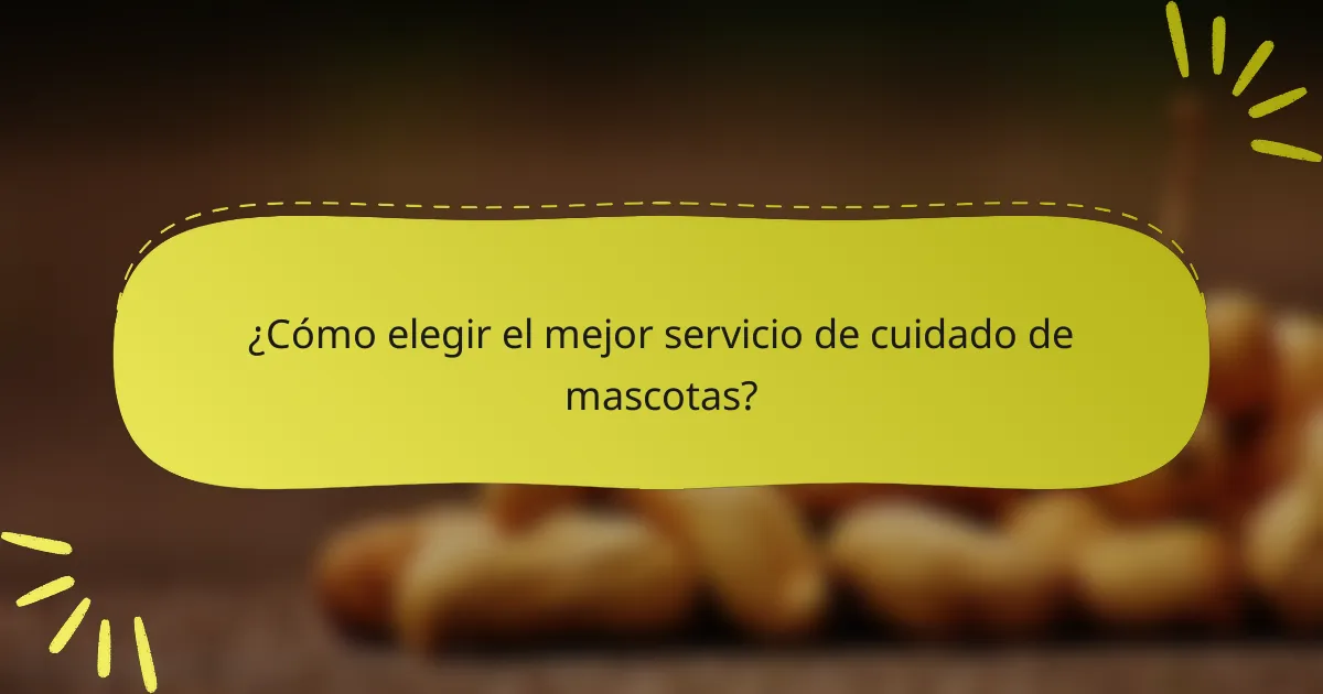 ¿Cómo elegir el mejor servicio de cuidado de mascotas?