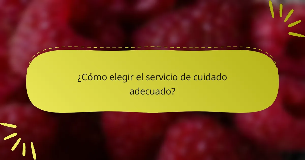 ¿Cómo elegir el servicio de cuidado adecuado?