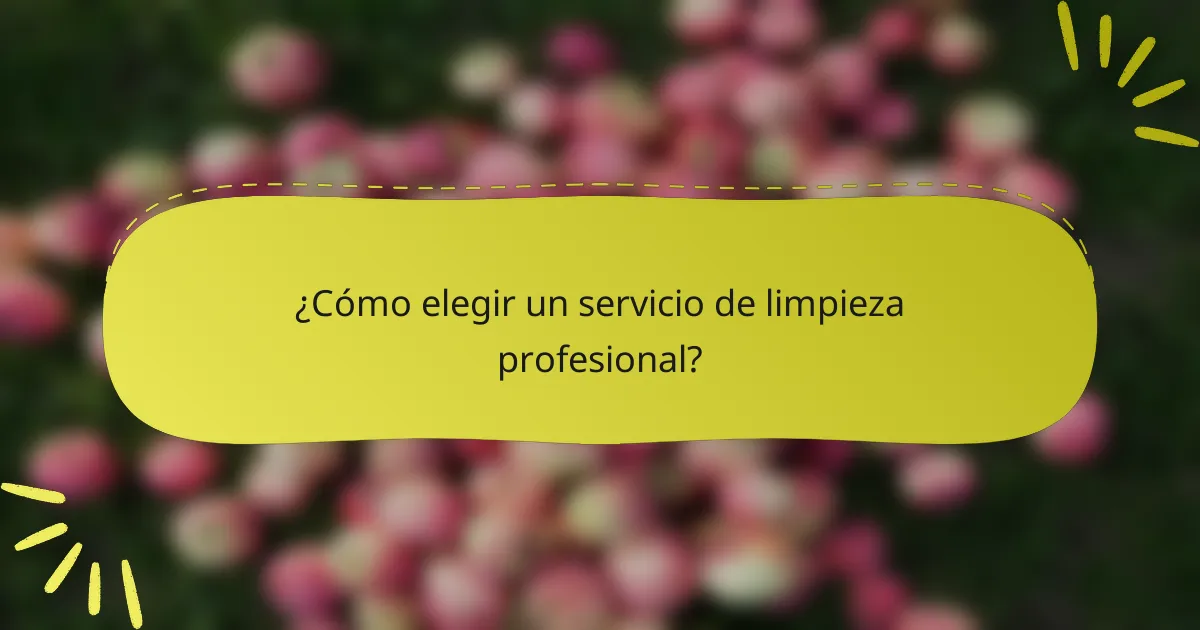 ¿Cómo elegir un servicio de limpieza profesional?