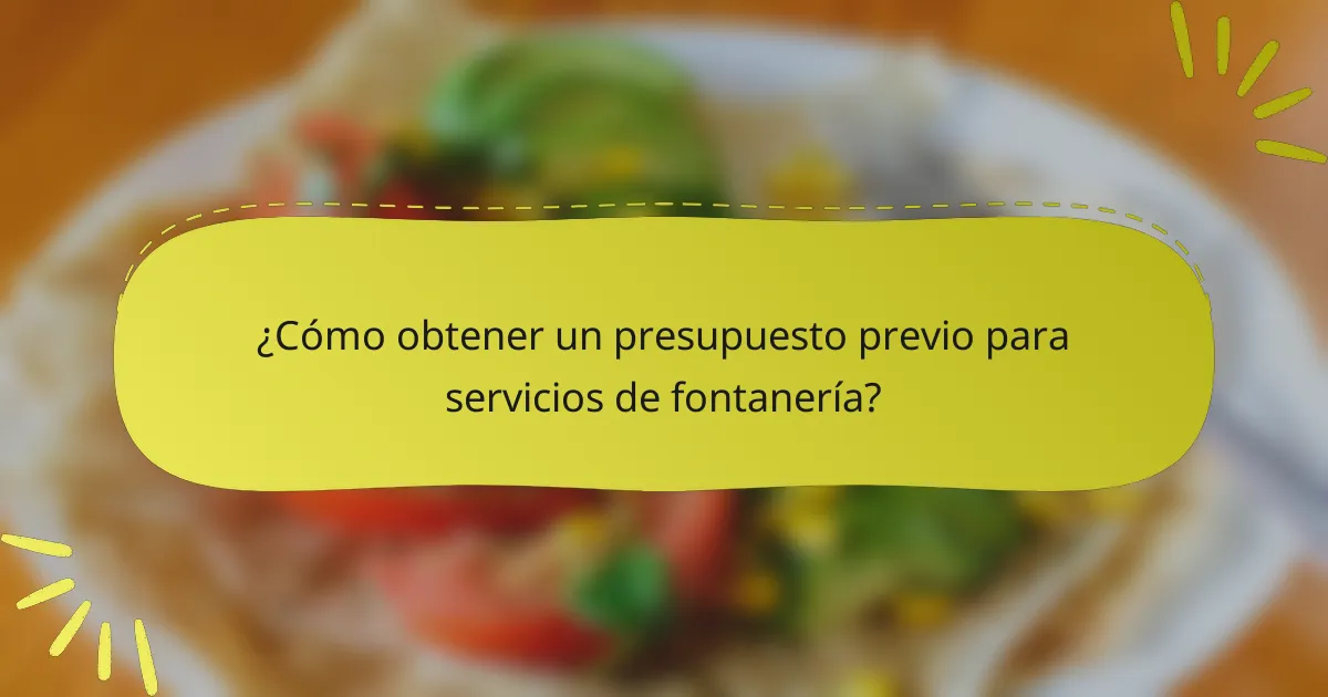 ¿Cómo obtener un presupuesto previo para servicios de fontanería?