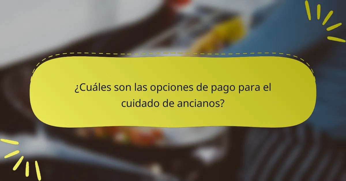 ¿Cuáles son las opciones de pago para el cuidado de ancianos?