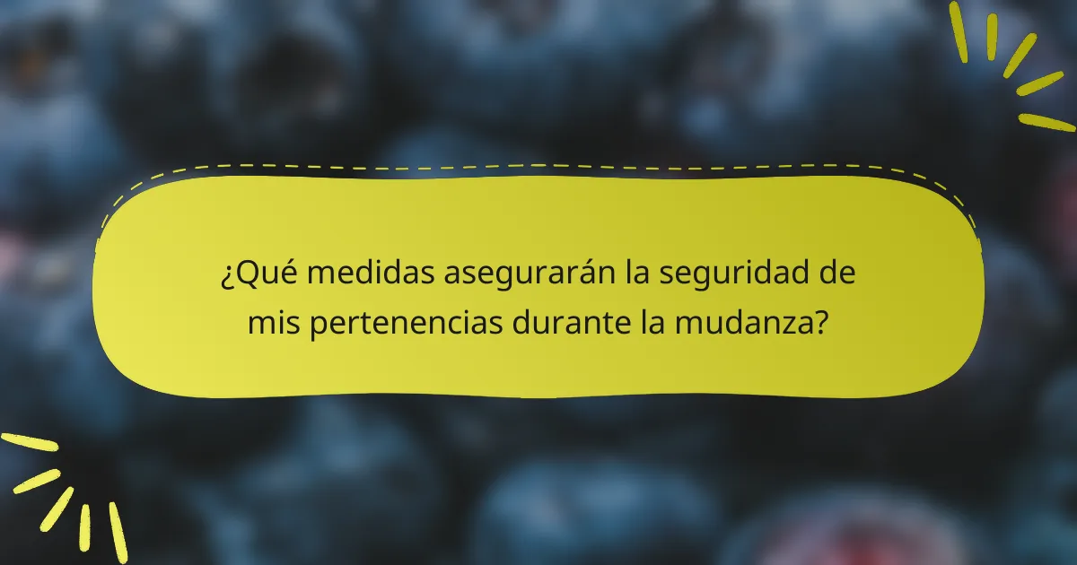¿Qué medidas asegurarán la seguridad de mis pertenencias durante la mudanza?